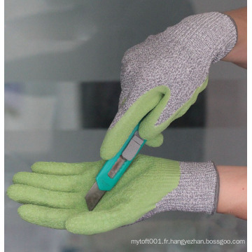 NMSAFETY qualité nylon fibre de verre UHMWPE revêtement doublé froissé latex anti gants de travail